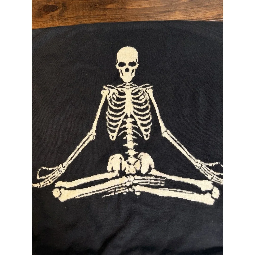 Witch's Crafters Skeleton Yoga 20x20 Pillow Cover Black White Gothic Cotton